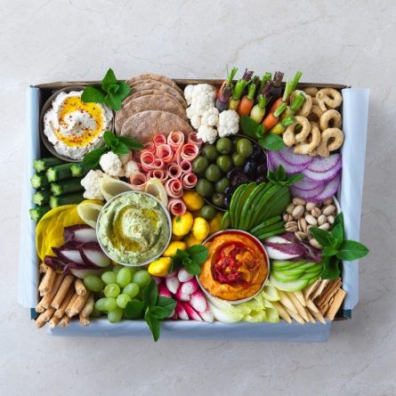 Crudite Platter Boxes with Fresh Veggies and Dips from Panzer's