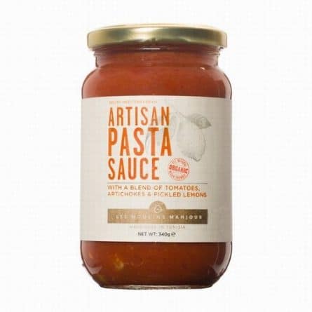 Jar of Artisan Pasta Sauce with a blend of Tomatoes, Artichokes and Pickled Lemons from Panzer's