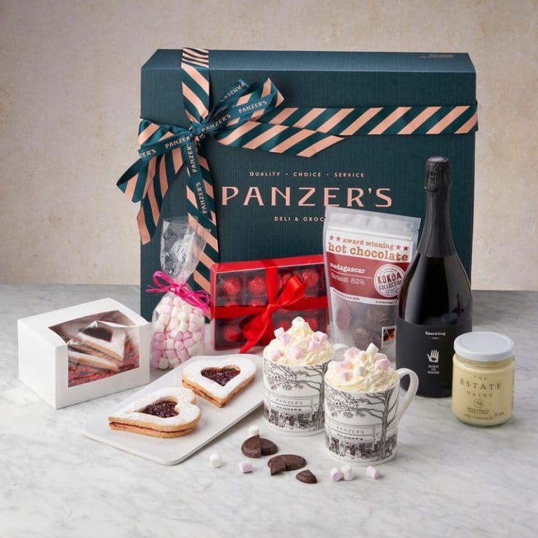 It's a Date Panzer's Hamper for Valentine's Day with homemade Panzer's Linzer Cookies and Prosseco