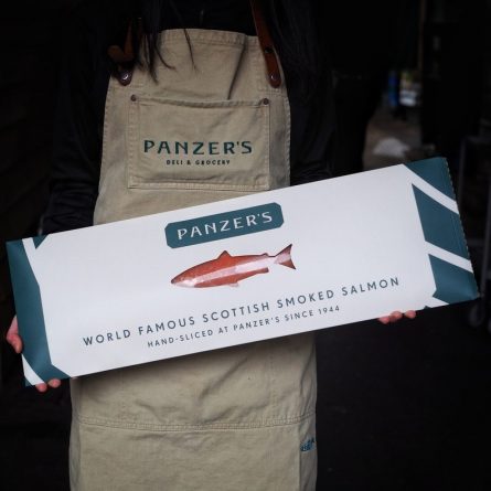 World Famous Scottish Smoked Salmon hand sliced at Panzer's since 1944