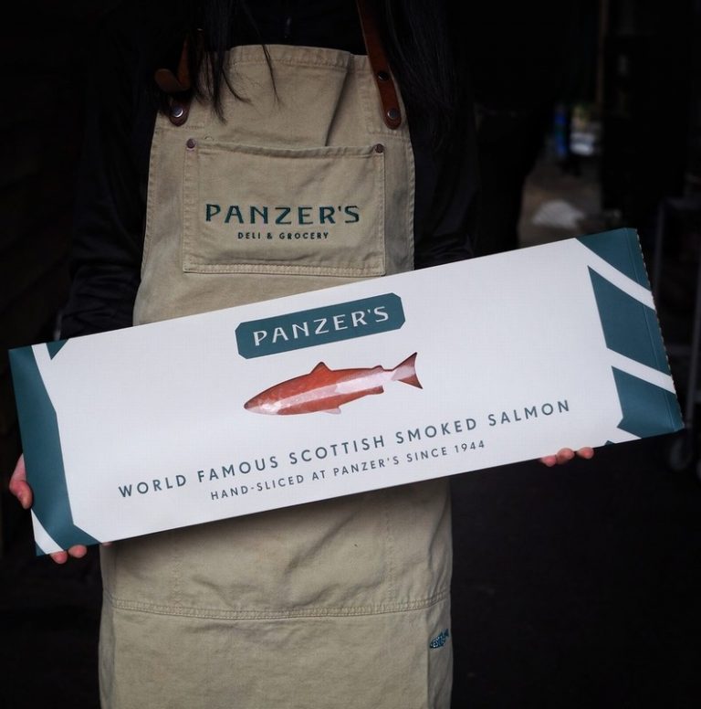 World Famous Scottish Smoked Salmon hand sliced at Panzer's since 1944