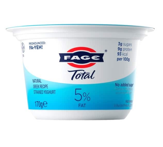 A Small Tub of Total 5% Fat Yoghurt from Panzer's