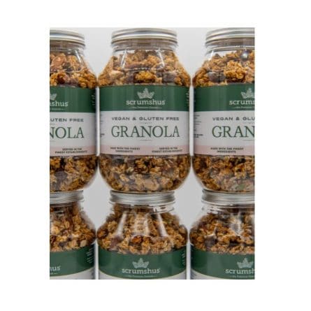 Jars of Scrumshus Vegan & Gluten Free Granola from Panzer's