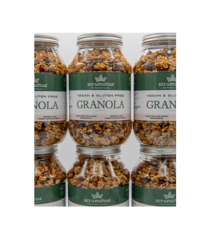 Jars of Scrumshus Vegan & Gluten Free Granola from Panzer's