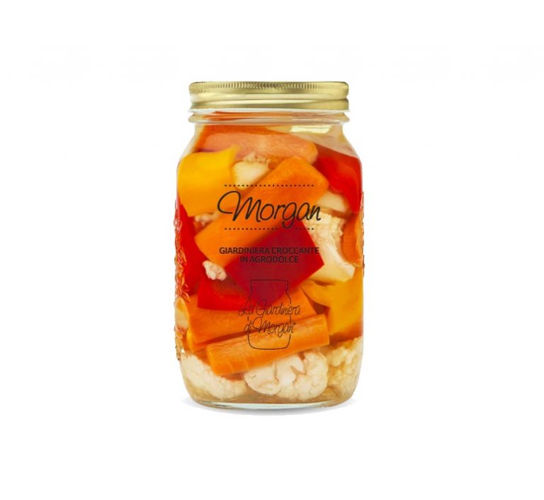 Jar of La Giardiniera di Morgan Crunchy Sweet and Sour Vegetable