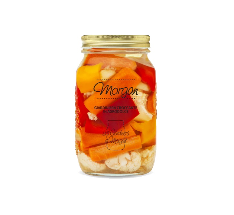 Jar of La Giardiniera di Morgan Crunchy Sweet and Sour Vegetable