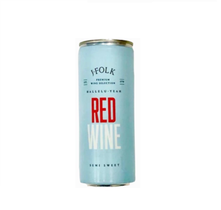 Single Can of J Folk Semi Sweet Kosher Red Wine from Panzer's