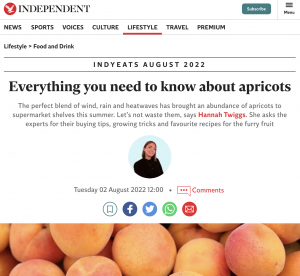 Screenshot of The Independent article Everything you need to know about apricots