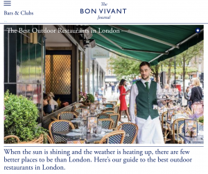 Screenshot of The Bon Vivant Journal Best Outdoor Restaurants in London