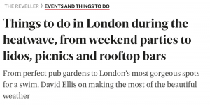 Evening Standard Things to Do in London during a heatwave