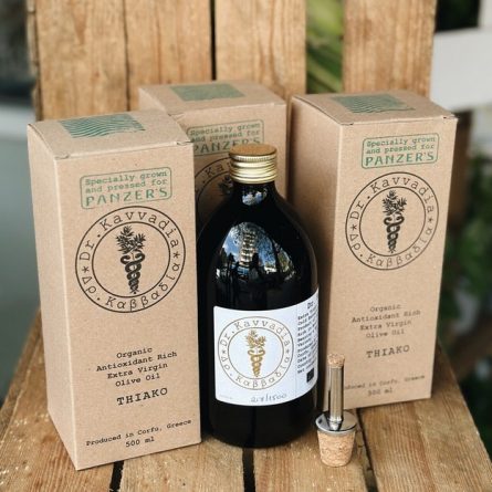 Bottle of Dr.Kavvadia Organic Extra Virgin Olive Oil Thiako from Panzer's
