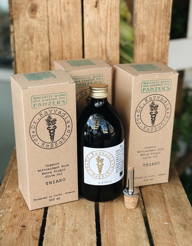 Bottle of Dr.Kavvadia Organic Extra Virgin Olive Oil Thiako from Panzer's