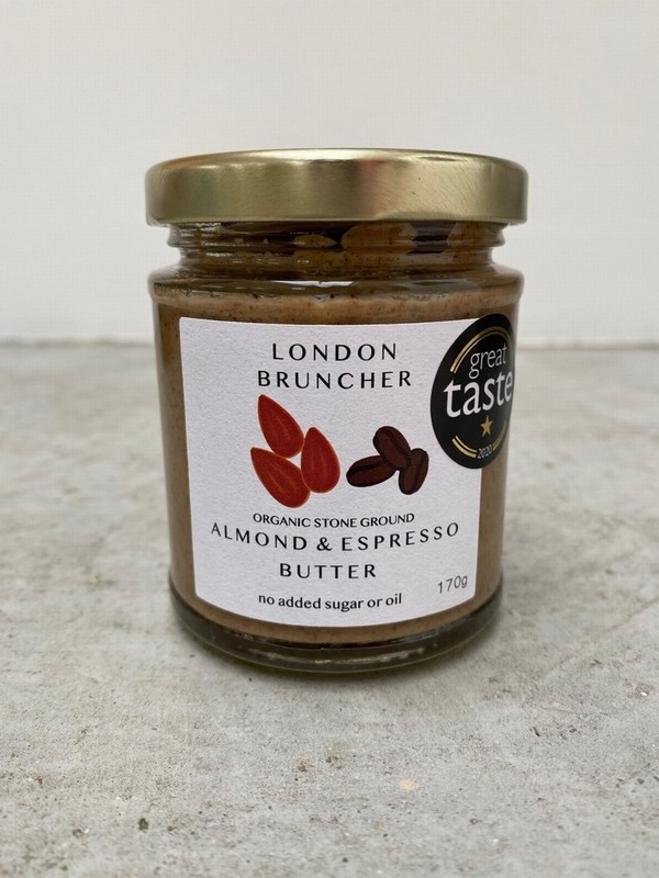 Jar of London Bruncher Organic Almond & Espresso Butter from Panzer's