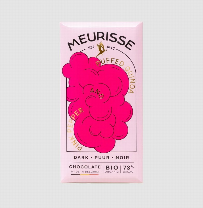 Meurisse Puffed Quinoa and Pink Pepper 73% Chocolate from Panzer's