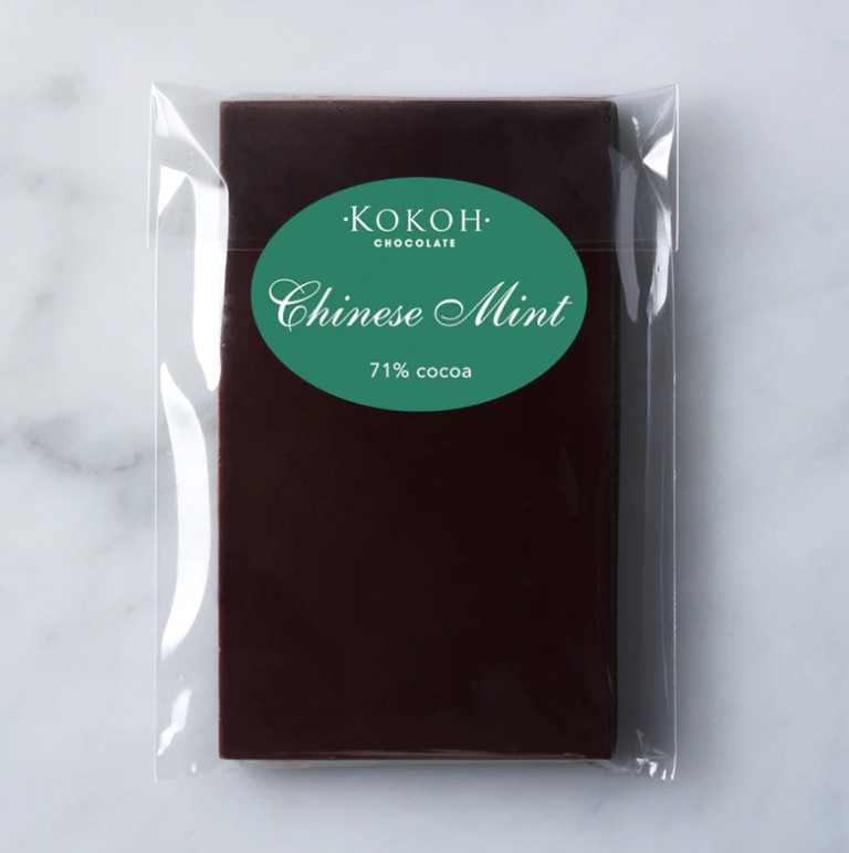 Kokoh Chocolate Chinese Mint & Cocoa Nibs Dark Bar from Panzer's