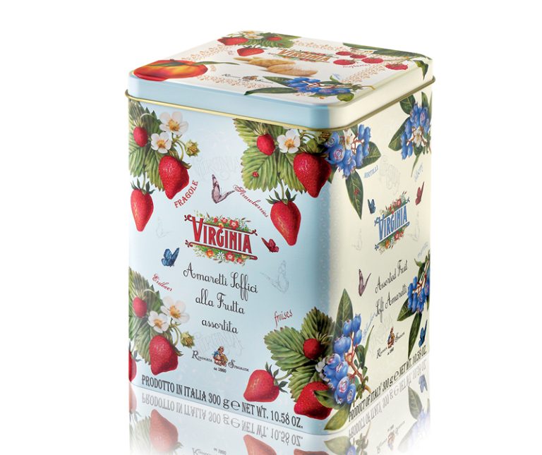 Virginia Assorted Fruit Amaretti Cube Tin from Panzer's