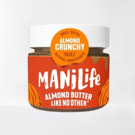 Jar of Manilife 100% Crunchy Almond Butter from Panzer's