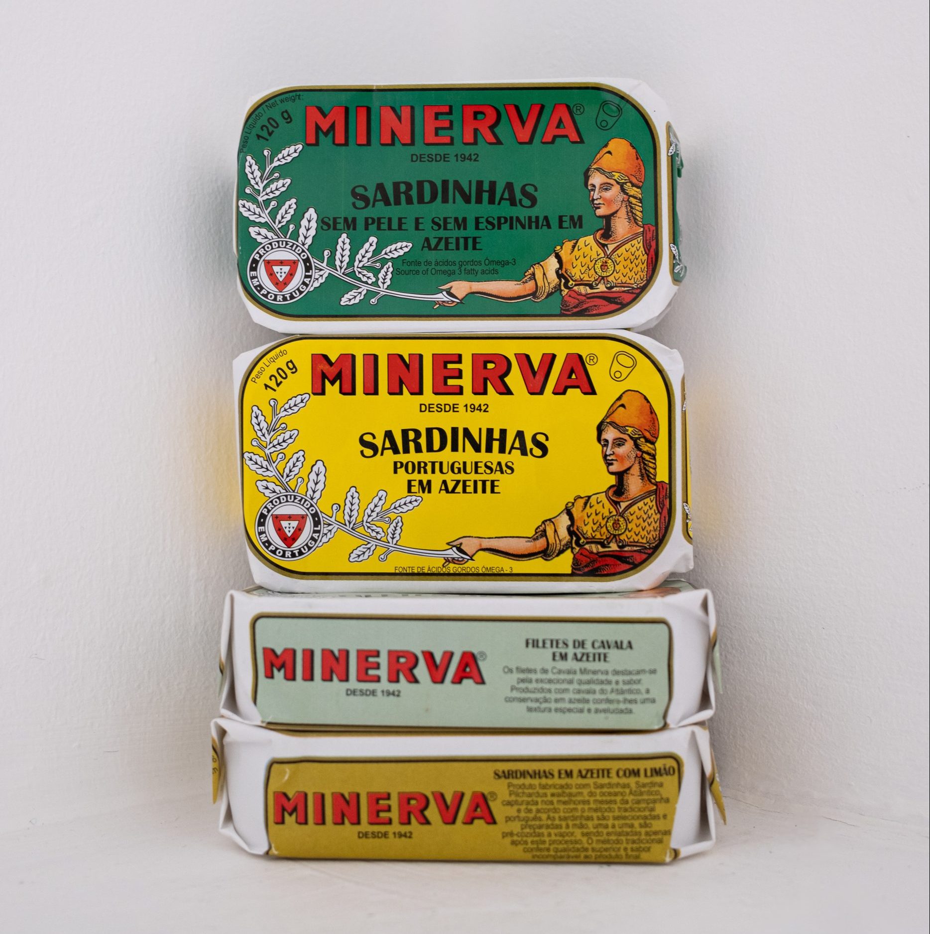 A stack of Minerva tinned fish at Panzer's Deli