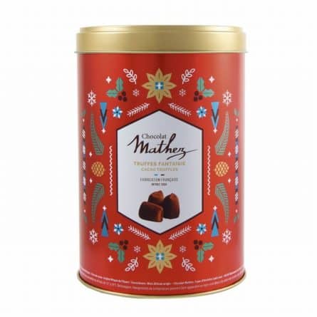 Mathez French Cocoa Dusted Truffles in Red Tin from Panzer's