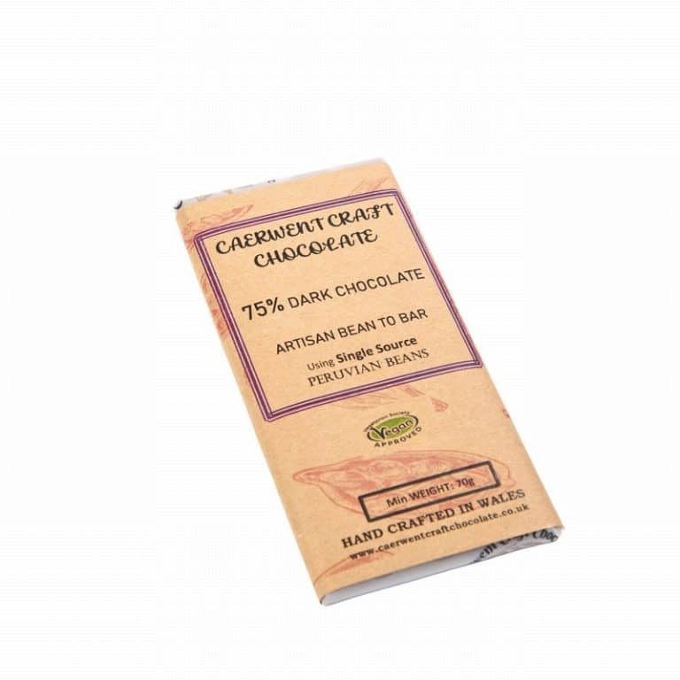 Caerwent 75% Dark Chocolate Peruvian Beans Bar