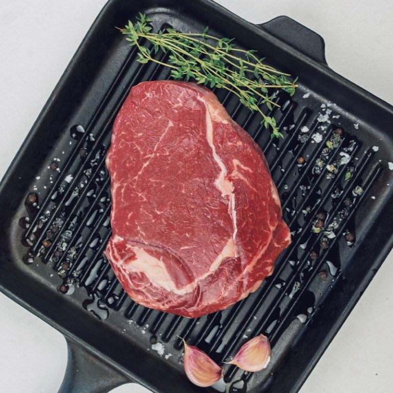 Rhug Estate Organic Beef Ribeye Steak 230g from Panzer's