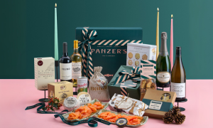 Going Overboard Christmas hamper filled with gourmet festive foods, wines, and delicacies, presented in a luxurious Panzer's Hamper Box